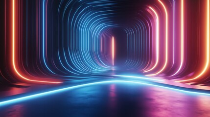 Futuristic Multicolor Neon Archway Corridor for Tech Presentations