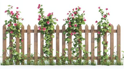 Wooden Fence with Climbing Plants.