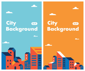 Colorful cityscape templates. City houses.