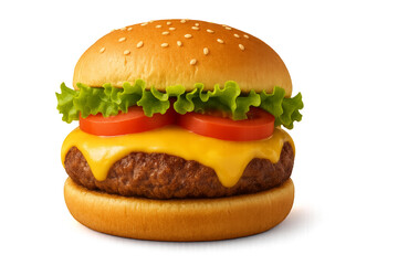 Juicy Cheeseburger Delight with Fresh Lettuce and Tomato Toppings