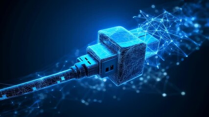 High-Tech Connection: Futuristic Network Cable with Glowing Data Stream Visualization - Powered by Adobe