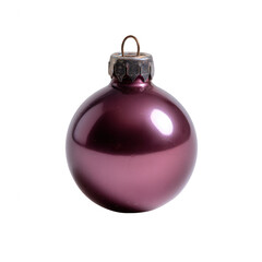 A shiny, maroon Christmas ornament isolated on a white background, perfect for holiday decorations and festive designs.