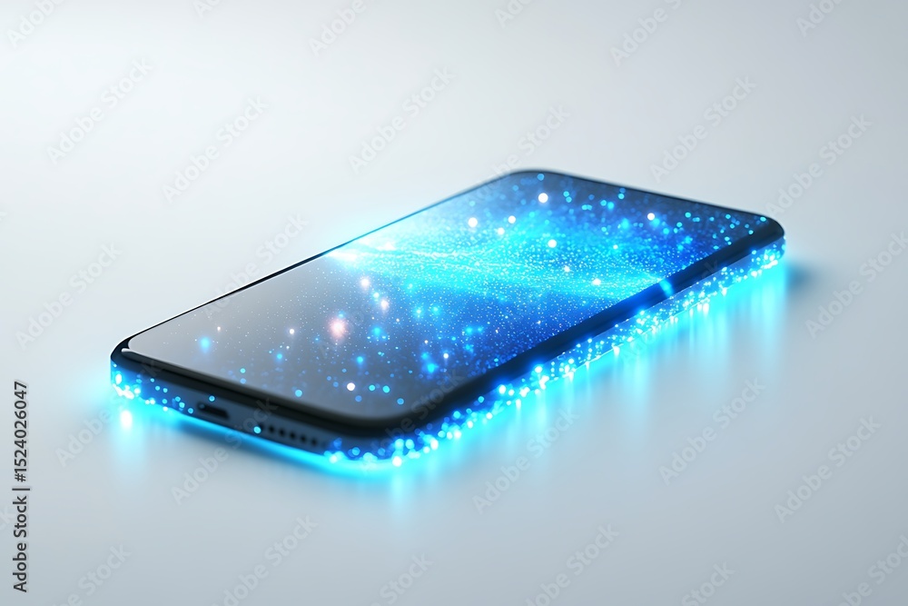 Poster an app icon floating with a luminous, glowing effect.