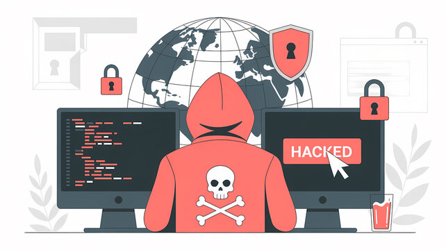 Hacker doing cyber attack world wide