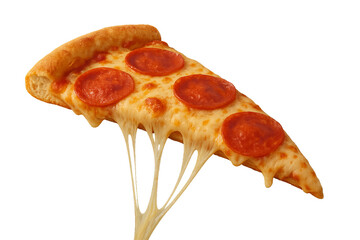 Delicious Pepperoni Pizza Slice with Cheesy Melt and Pull