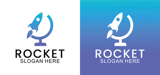Obraz premium modern rocket launch vector, modern rocket and technology logo template suitable for company
