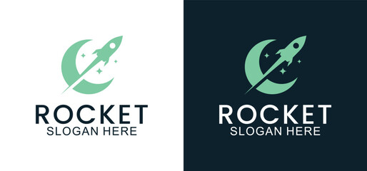 modern rocket launch vector, modern rocket and technology logo template suitable for company