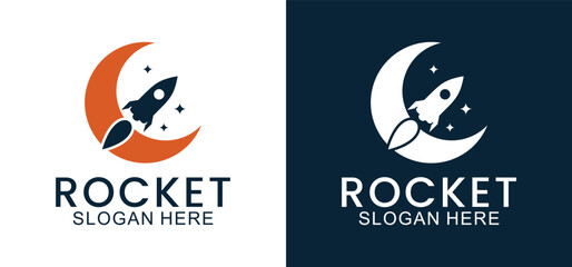 modern rocket launch vector, modern rocket and technology logo template suitable for company