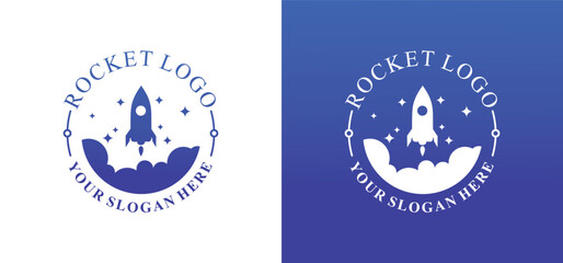 modern rocket launch vector, modern rocket and technology logo template suitable for company