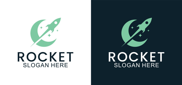 modern rocket launch vector, modern rocket and technology logo template suitable for company