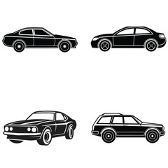 Black Car Silhouettes with Minimalist Automotive Shapes