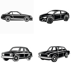Collection of Vehicle Silhouettes in Clean Black Outline