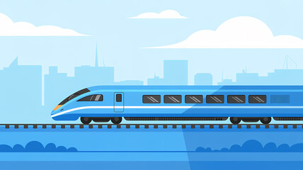 Illustration blue train in the city