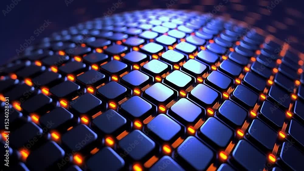 Poster Abstract grid pattern with glowing elements
