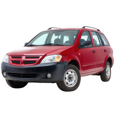 A vibrant red SUV displayed against a white isolated background, showcasing its sleek design and robust features, ideal for showcasing modern transport solutions.