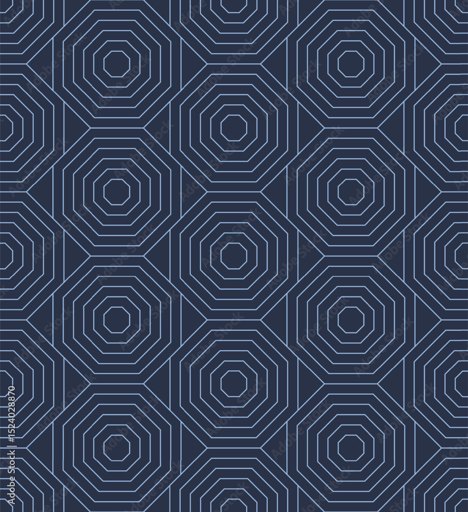 Poster endless vector pattern with thin line octagons arranged in geometric harmony. ideal for modern backg