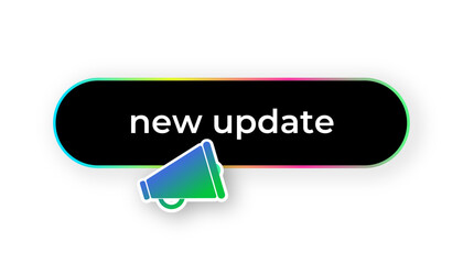 cool modern sticker new update in black with a multi-colored gradient stroke