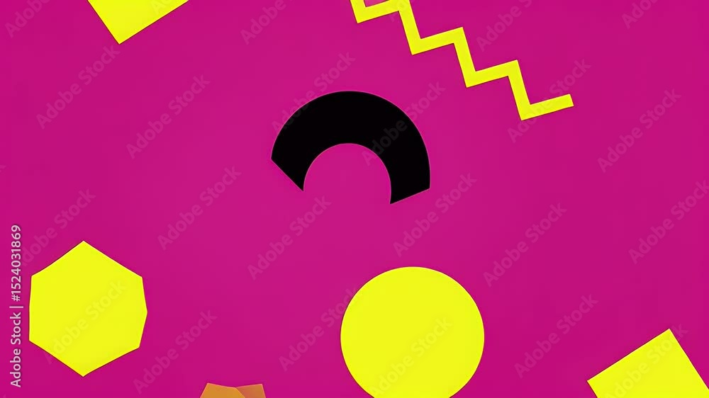 Aufkleber bold geometric abstract with pink background yellow and black shapes a modern visual for creative pr