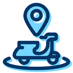 Simple drawing of a scooter with a map of the surrounding area