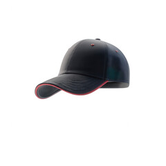Obraz premium Stylish black cap with red accents, perfect for casual outings or sports. Ideal for providing shade and adding a trendy touch to any outfit.