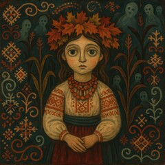 Fototapeta premium Haunted Cornfield with Ukrainian Maiden