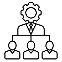 Business Management Leadership Icon – Teamwork Organizational Structure Vector