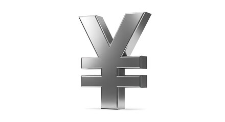 Obraz premium 3d metallic yen symbol isolated on white background