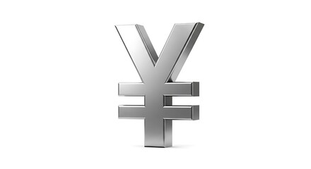 Obraz premium Metallic yen symbol 3d render isolated on white background