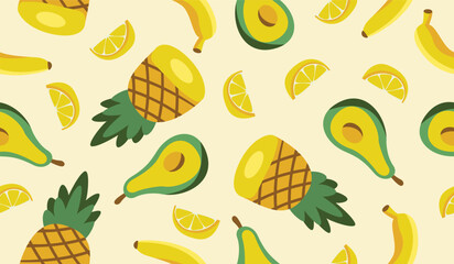 Cute mix fruits pattern background vector design