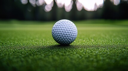 Obraz premium Close up golf ball on green grass field HD 8k wallpaper photographic image