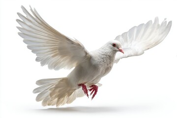 Obraz premium Beautiful White Dove In Flight Symbolizing Peace Freedom And Hope