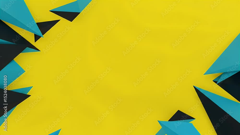 Aufkleber vibrant geometric pattern with blue and black triangles on yellow background creates a modern abstra