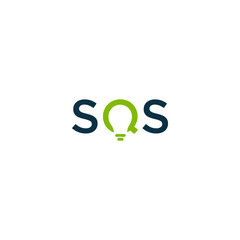 Green Lightbulb Integrated into SOS Letters Logo Design