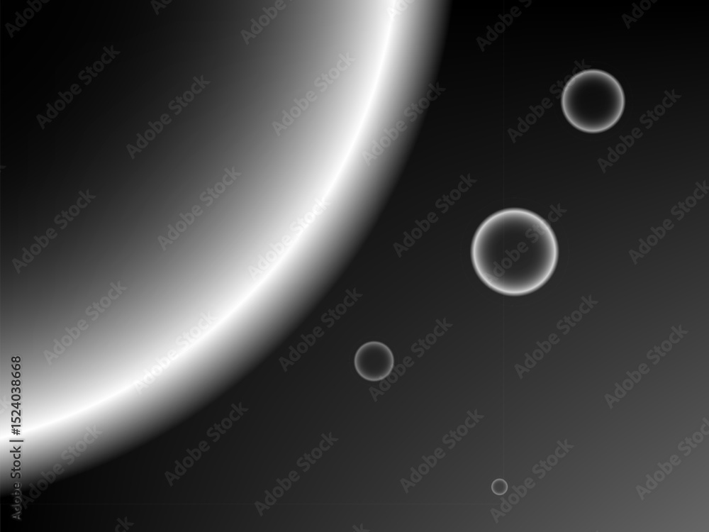 Poster glowing white spheres on dark gradient background create mysterious and calm atmosphere