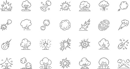 A collection of explosion icons, isolated on white background