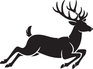 Fototapeta premium Deer on Mountain Ridge SilhouetteMajestic Stag in Alpine Forest VectorMountain Landscape with Deer SilhouetteWild Deer in Nature Scene ArtAntlered Deer at Sunset Silhouette