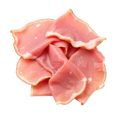 Delicate slices of ham with marbled texture, perfect for appetizers.