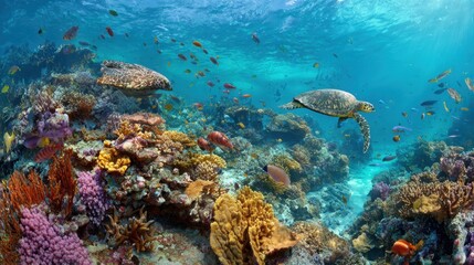 Fototapeta premium Vibrant Underwater World A Coral Reef Ecosystem Awaits Exploration