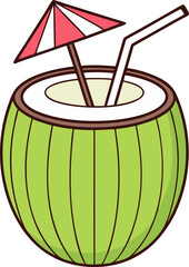Tropical Coconut Drink Illustration