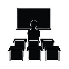 Obraz premium School classroom poster vector silhouette 