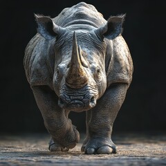 Fototapeta premium Powerful rhino charging forward