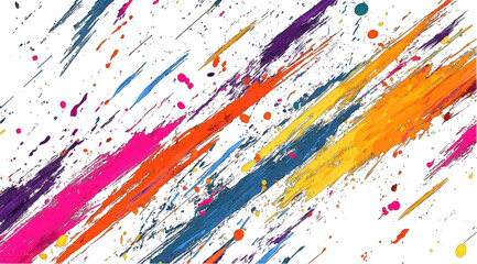 Abstract, vibrant, colorful paint strokes and splatters on a dark background