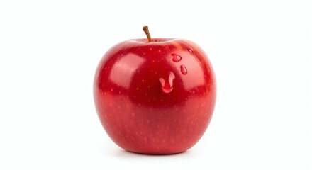 Stock photo of fresh red apple with water droplets isolated