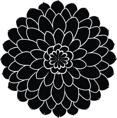 Traditional Marigold Flower Silhouette with Circular Petals
