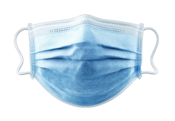 Light-blue disposable face mask, front view (1)