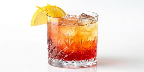 Refreshing aperol spritz cocktail with ice and orange