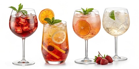 Four refreshing summer cocktails with fruit