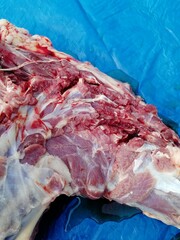 Raw mutton meat. Organic goat meat for making barbecue, grill, curry etc