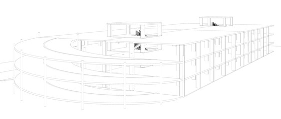 3D illustration of parking facility