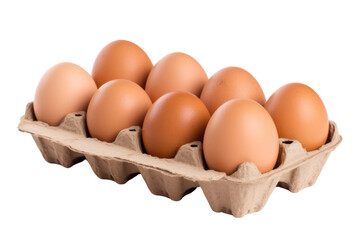 Golden Eggs in a Carton: A close-up shot of a dozen fresh, brown eggs nestled snugly in a rustic, cardboard carton, symbolizing the essence of wholesome nutrition and culinary delight.